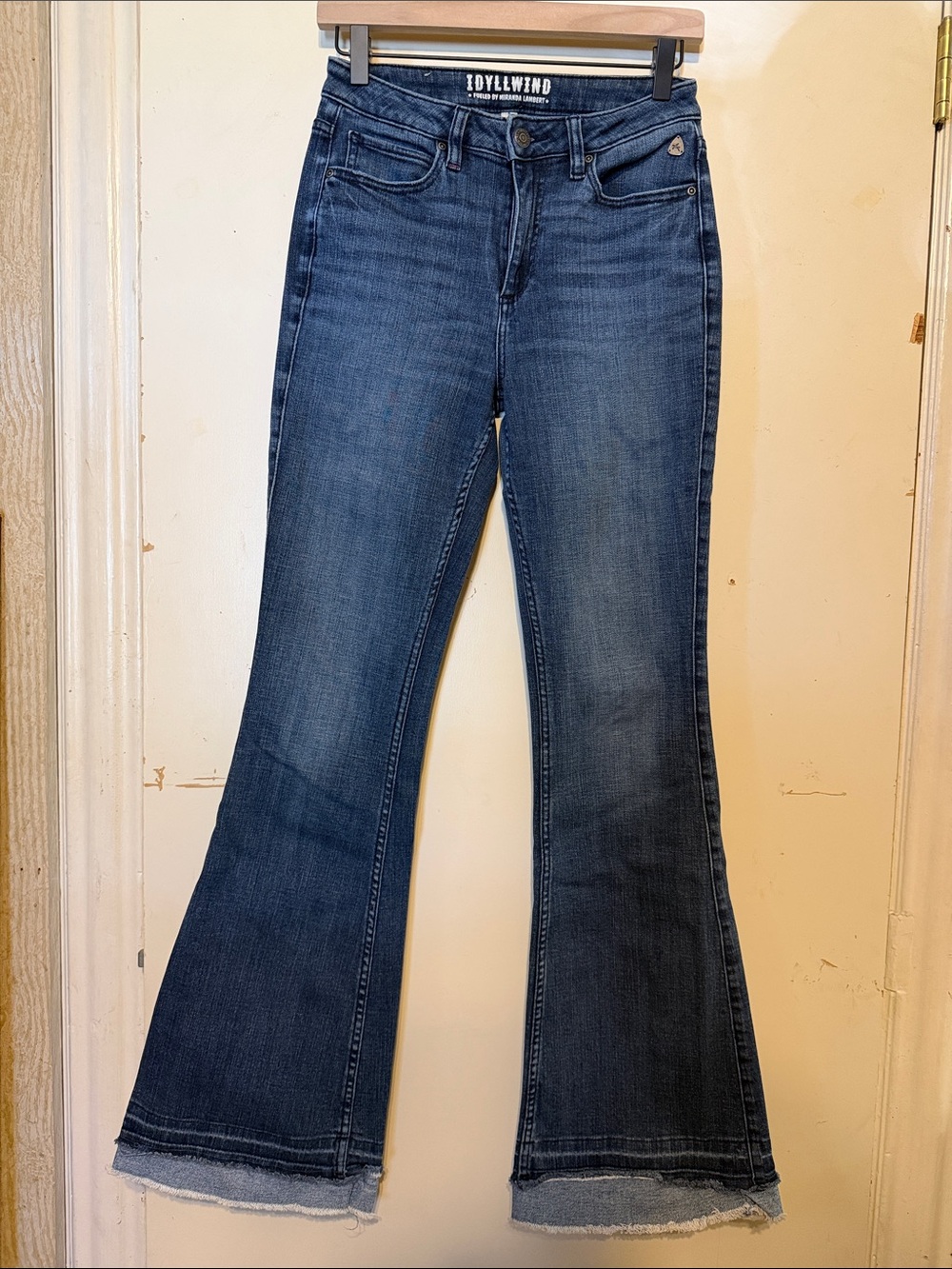 Idyllwind Dark Blue Flare Jeans with Raw Hem